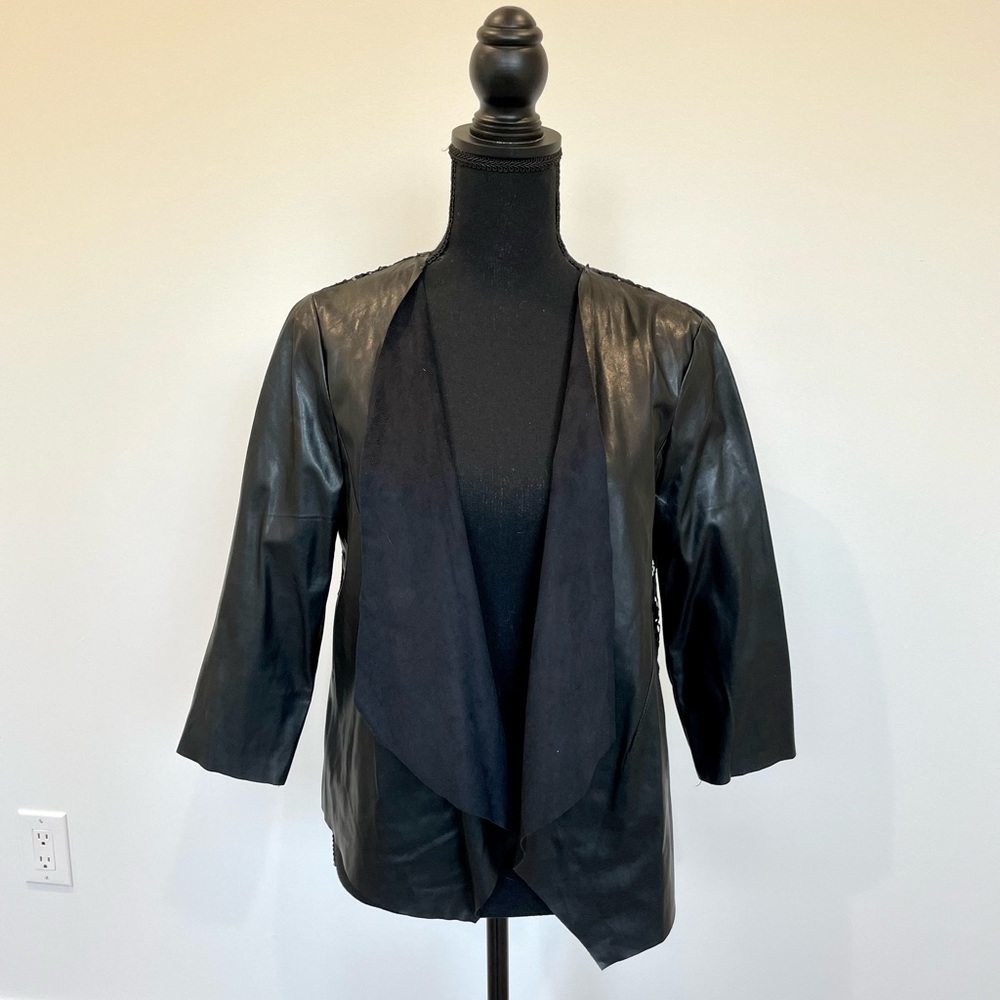 Forever21 Black Faux Leather Sheer Back Jacket